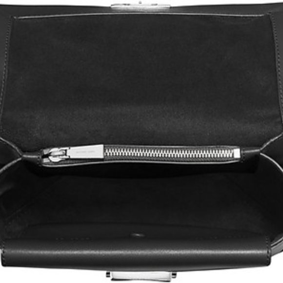 NWT - Authentic Michael Kors Cece Medium Flap Chain Shoulder Bag Black/Silver - Picture 6 of 7